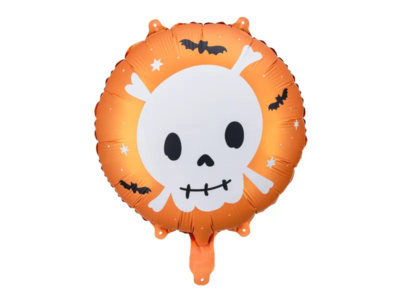 Balony z Helem w Pudełku Prezentowym – Halloween „Czaszka i Nietoperze”