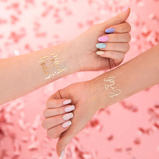 Tatuaże zmywalne Bride to Be złote zestaw 13szt.