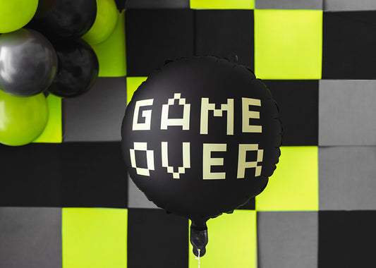 Balon foliowy Game over Z HELEM, 35 cm, czarny
