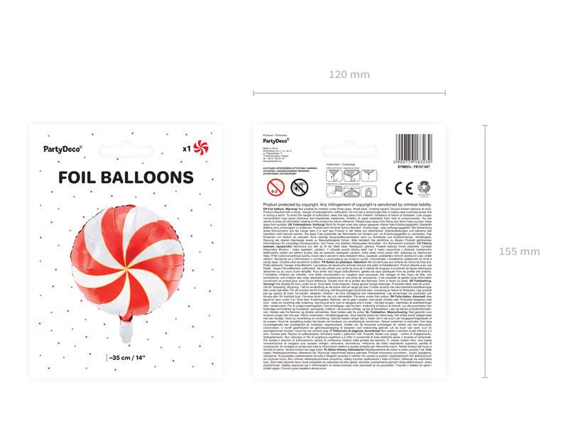 Balon foliowy Cukierek czerwony, 35cm