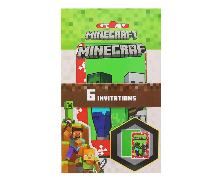Zaproszenia z kopertami Minecraft zombie skeleton creeper