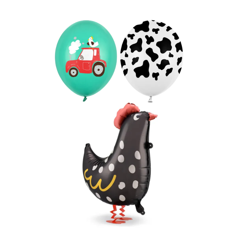 Balony z Helem w Pudełku Prezentowym – Farma: Kogucik