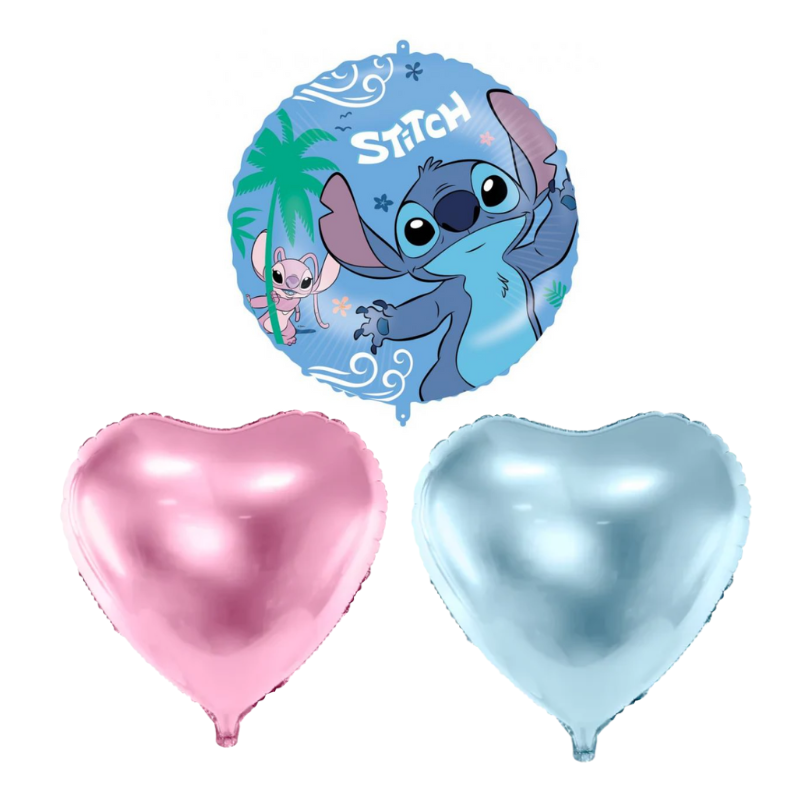 Zestaw bukiet balonów Stitch i Angel dwa serca