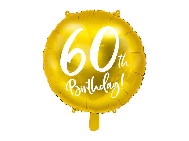 balon foliowy, balon 60 urodziny, balon złoty, dekoracje urodzinowe, balon na jubileusz, balon 60th Birthday, balon na imprezę, balon okrągły, dekoracje na 60 urodziny