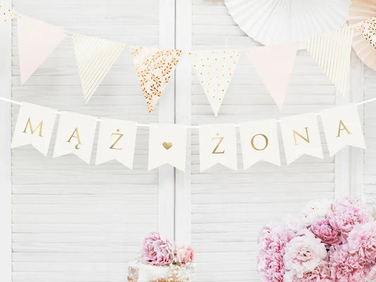 Baner Mąż Żona, biały, 15 x 110 cm