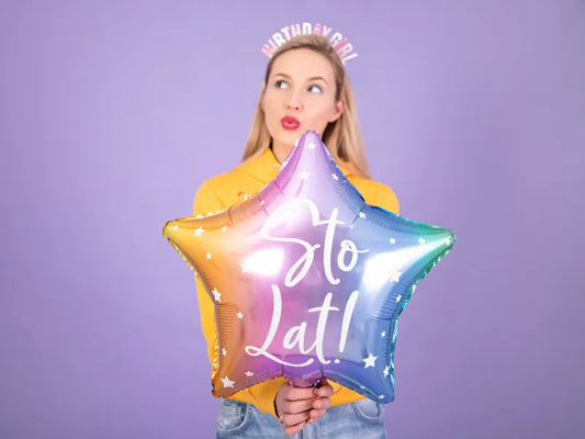 Balon foliowy Sto Lat! z HELEM, 40cm, kolorowy