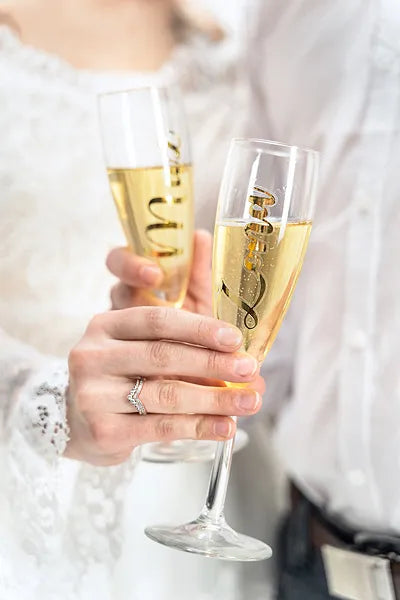 Naklejki na kieliszki "Mąż" i "Żona", złoty