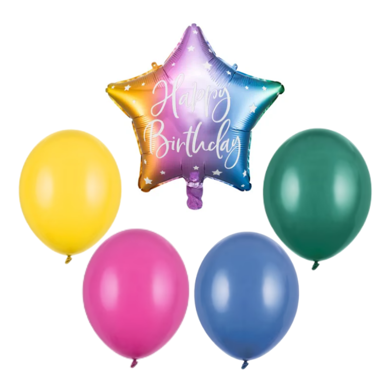 Zestaw bukiet balonów Happy Birthday kolorowy