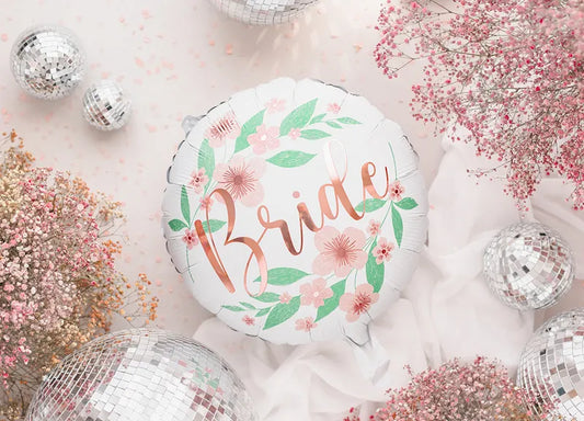 Balon foliowy Bride kwiaty, biały 45cm