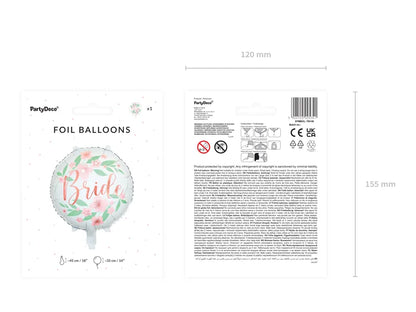 Balon foliowy Bride kwiaty, biały 45cm