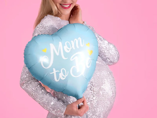 Balon foliowy Mom to Be, niebieski 35cm