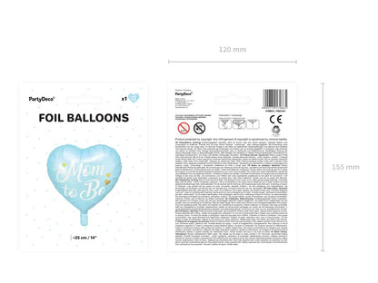 Balon foliowy Mom to Be, niebieski 35cm
