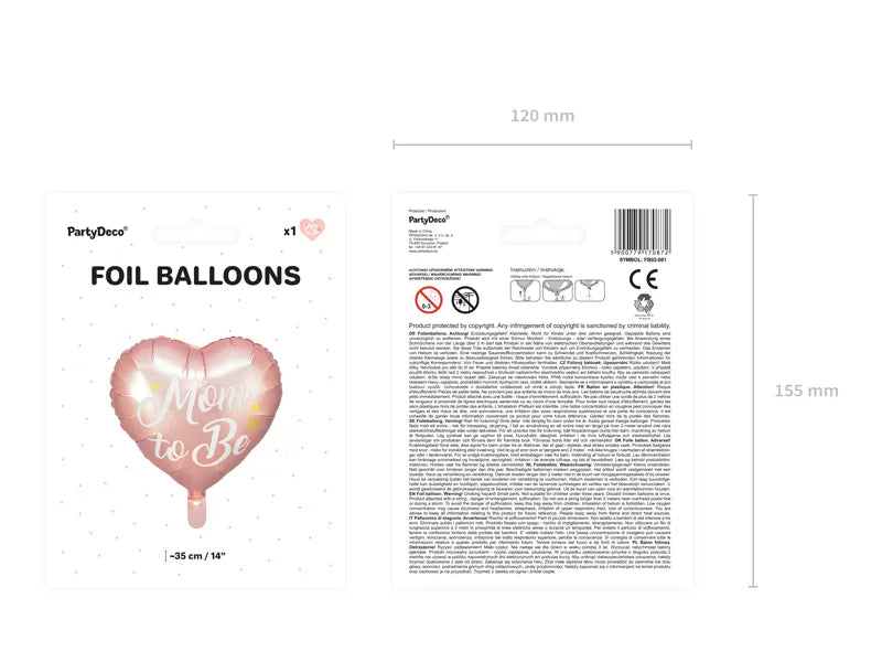 Balon foliowy Mom to Be, różowy 35cm