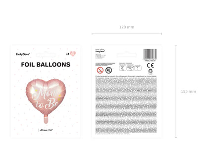 Balon foliowy Mom to Be, różowy 35cm