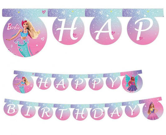 Baner Happy Birthday Barbie Fantasy, 200 cm