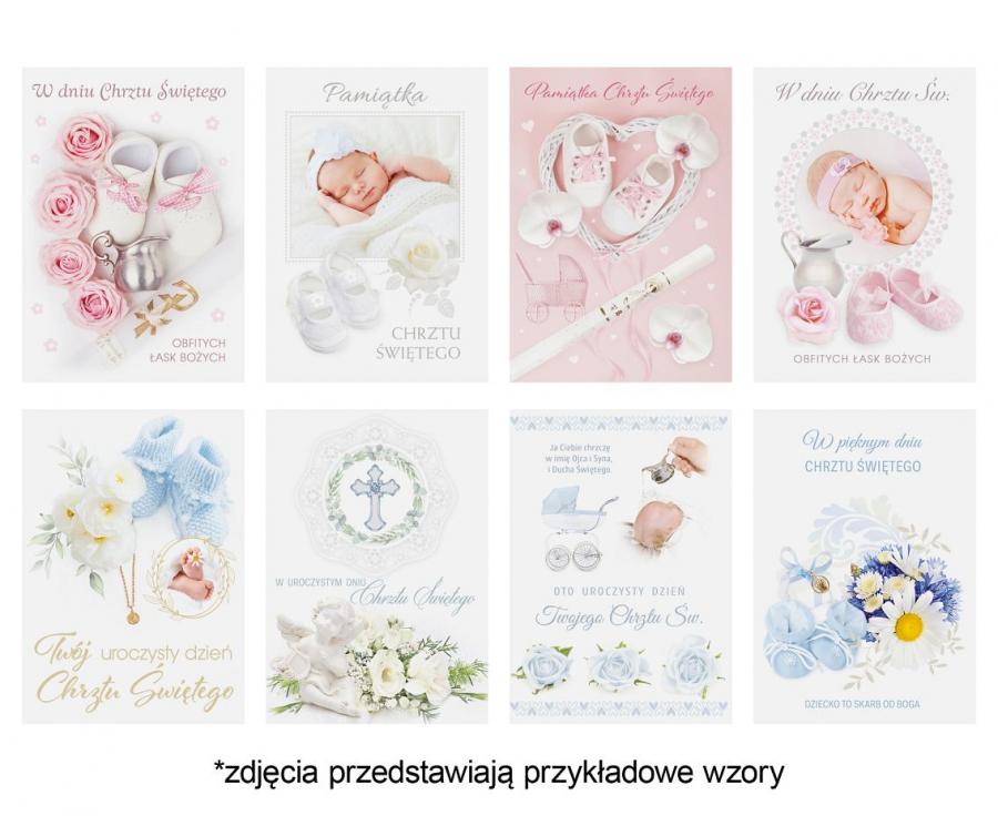 Kartka laurka z brokatem na Chrzest Święty 1 szt.
