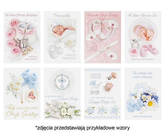 Kartka laurka z brokatem na Chrzest Święty 1 szt.