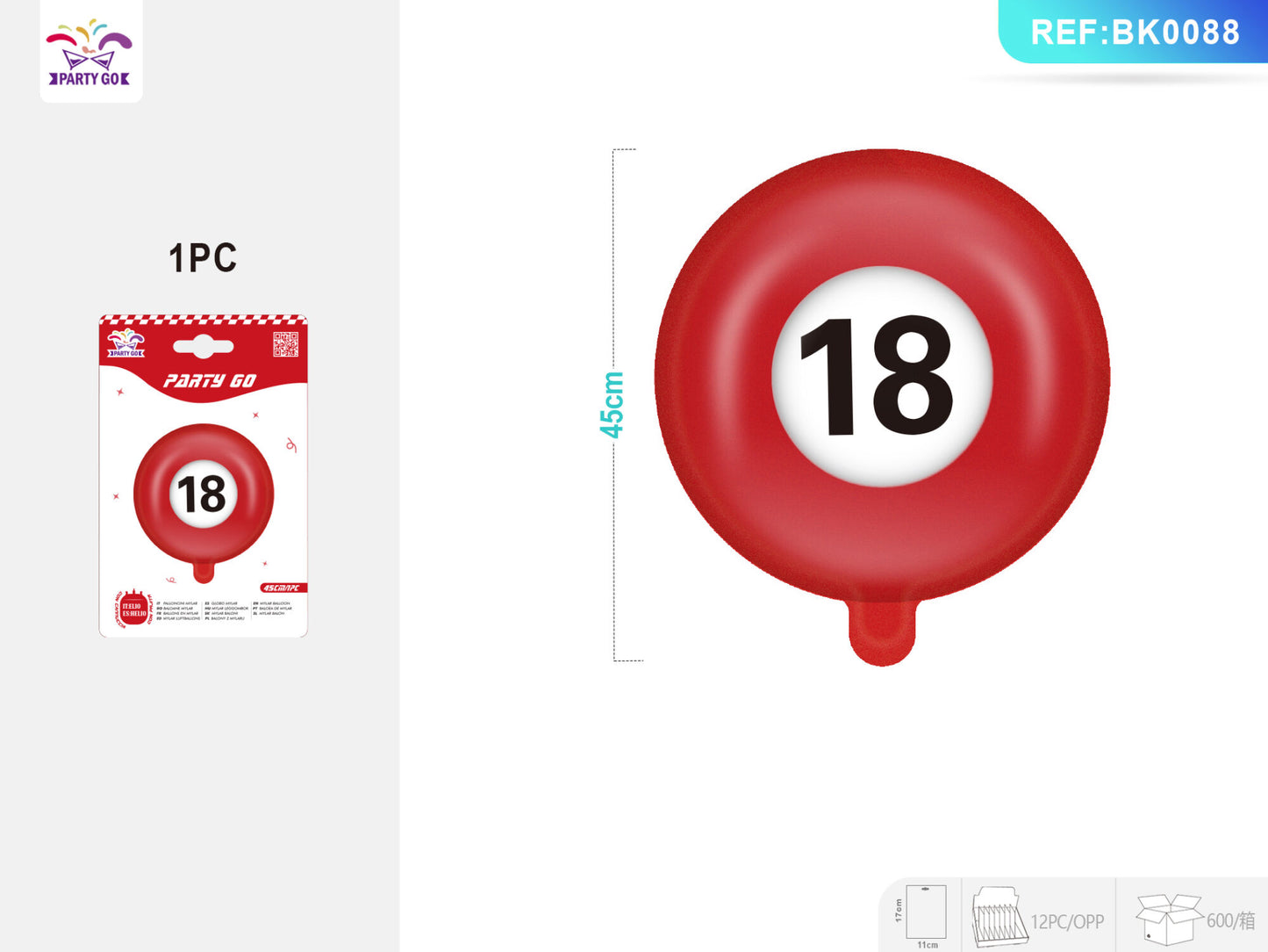 Balon 18 Urodziny 45cm 1op./1szt.