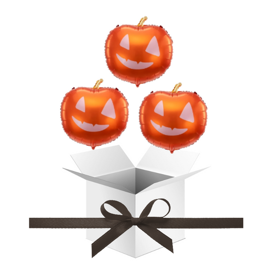 Balony z Helem w Pudełku Prezentowym – Halloween „Trzy Dynie”