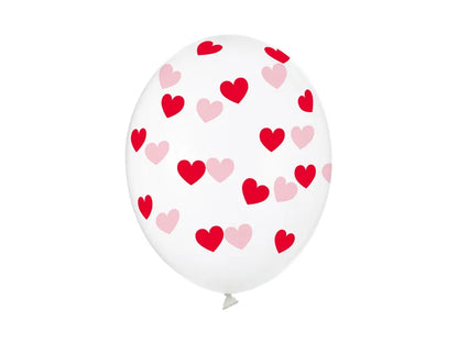 Balony 30cm, Serduszka czerwone, Crystal Clear 1op./6szt.4