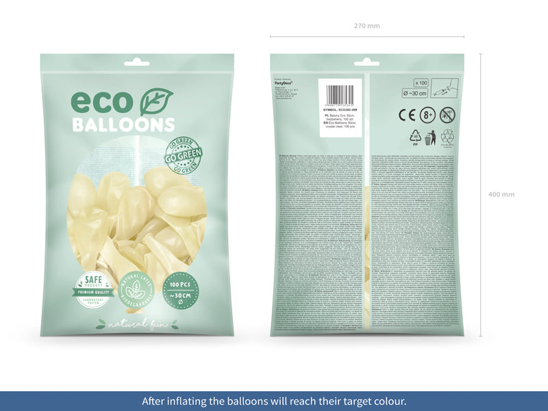 Balony Eco 30cm, Transparentny