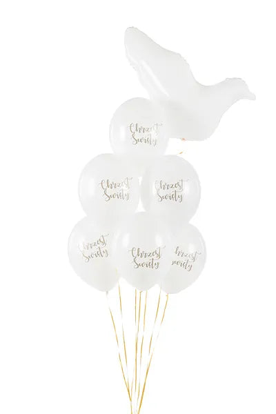 Balony 30 cm, Chrzest Święty, Pastel Pure White 1op./6szt.