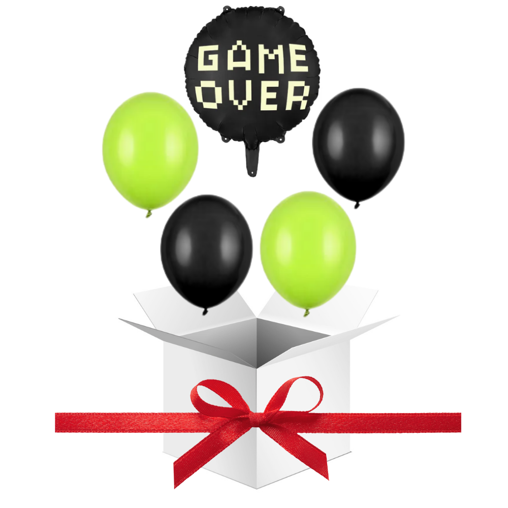 Balony z Helem w Pudełku Prezentowym – Game Over