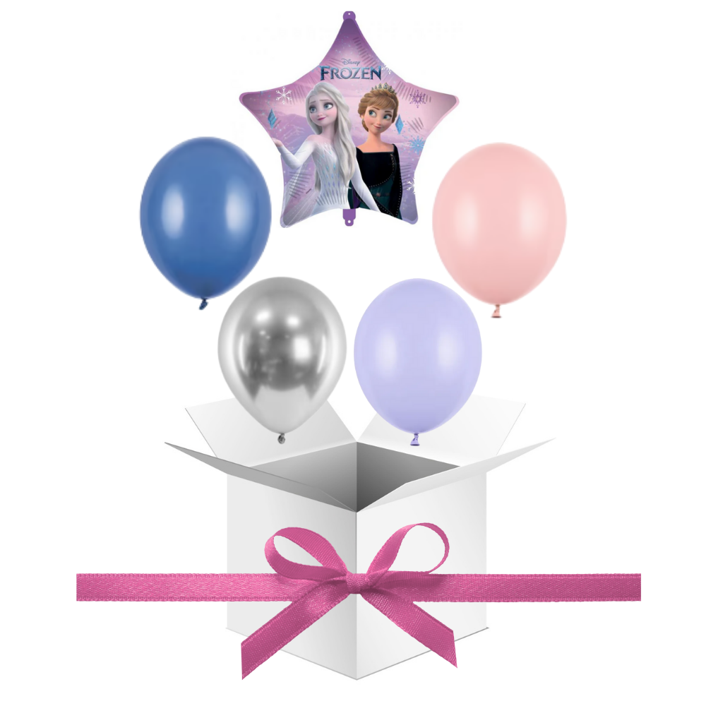 Balony z Helem w Pudełku Prezentowym – Kraina Lodu „Frozen”