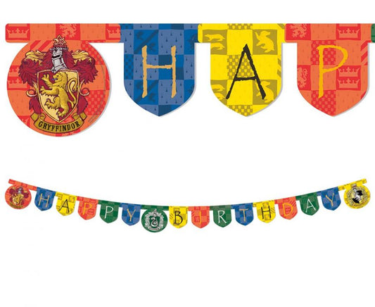 Baner Harry Potter Hogwarts Houses - Happy Birthday gryffindor slytherin hufflepuff revenclaw