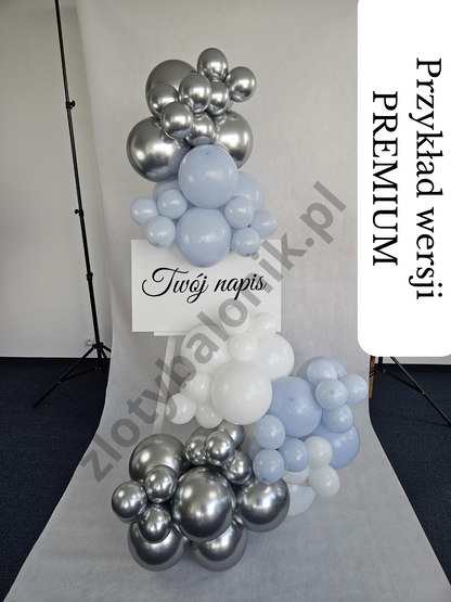 Girlanda balonowa na SZTALUDZE z personalizowaną tabliczką – Warszawa