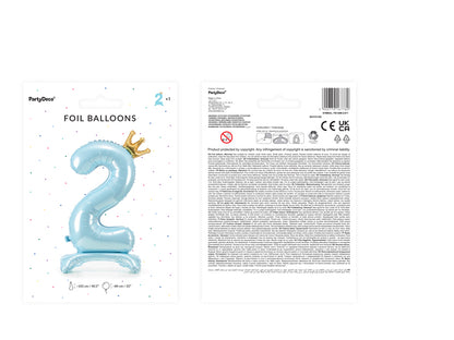 Stojący balon foliowy Cyfra 84cm, niebieski, różne warianty (0-9)