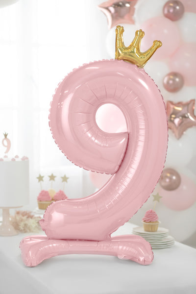 Stojący balon foliowy Cyfra 84cm, różowy, różne warianty (0-9)