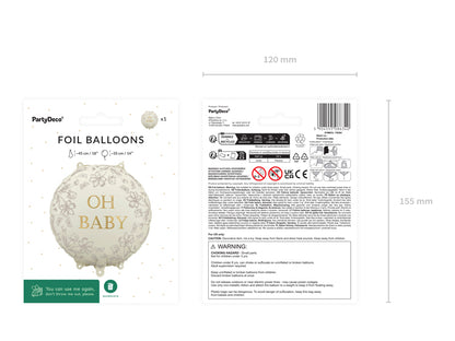 Balon foliowy pastylka "Oh Baby", 35cm