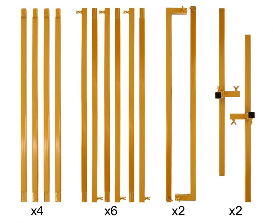 WYNAJEM: Stelaż do balonów kwadratowy, złoty, 210x210cm (14 elem.)