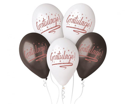 Zestaw bukiet balonów Premium Gratulacje!, 30cm 1op./5szt.