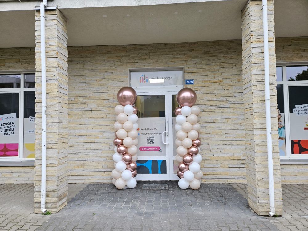 Kolumny balonowe różowe złoto biel i beż