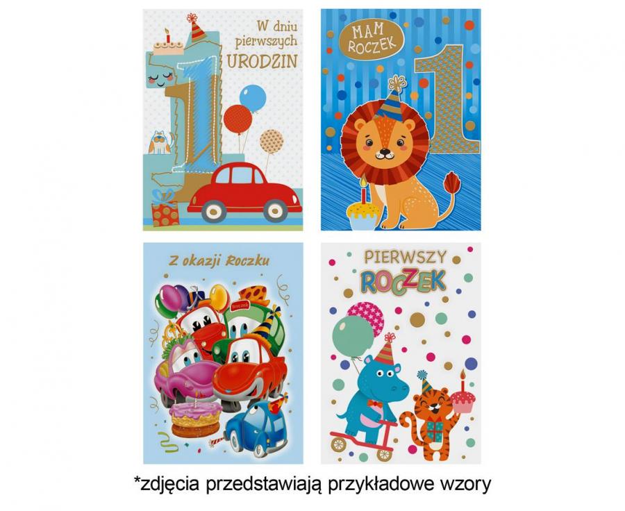 Kartka laurka przestrzenna na pierwsze urodziny, roczek, 1szt.