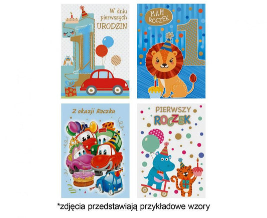 Kartka laurka przestrzenna na pierwsze urodziny, roczek, 1szt.