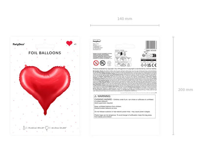Balon foliowy Serce, 75x64,5 cm, czerwony (1 op. / 1 szt.)