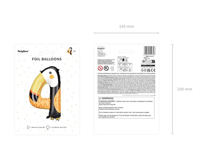 Balon foliowy Cyfra 4 - Tukan, 68x91 cm (1 op. / 1 szt.)