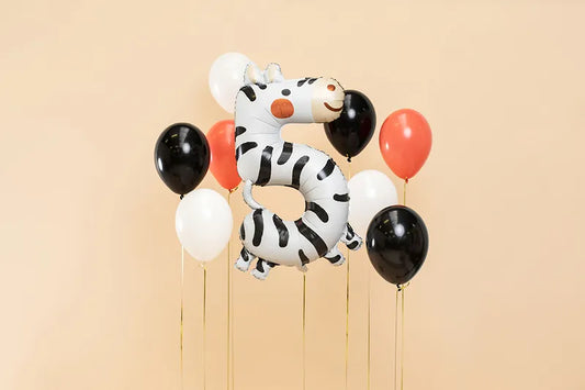 Balon foliowy Cyfra 5 - Zebra, 68x98 cm (1 op. / 1 szt.)