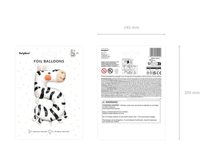 Balon foliowy Cyfra 5 - Zebra, 68x98 cm (1 op. / 1 szt.)