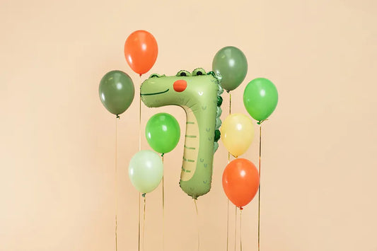 Balon foliowy Cyfra 7 - Krokodyl, 56x85 cm (1 op. / 1 szt.)