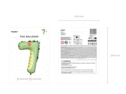 Balon foliowy Cyfra 7 - Krokodyl, 56x85 cm (1 op. / 1 szt.)