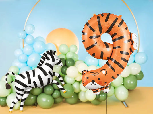 Balon foliowy Cyfra 9 - Tygrys, 64x87 cm (1 op. / 1 szt.)
