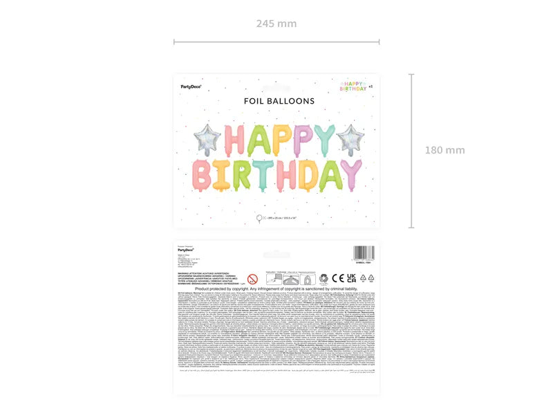 Balon foliowy Happy Birthday, 395x35cm, mix (1 op. / 1 szt.)