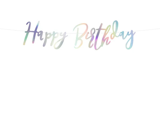 Baner Happy Birthday, opalizujący, 16,5x62cm (1 op. / 1 szt.)