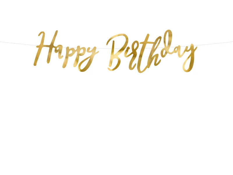 Baner Happy Birthday, złoty, 16.5x62cm (1 op. / 1 szt.)