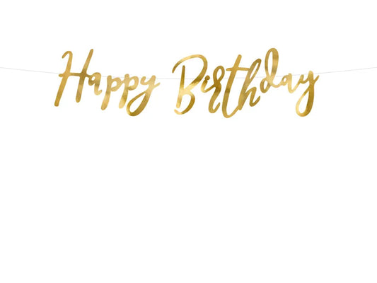 Baner Happy Birthday, złoty, 16.5x62cm (1 op. / 1 szt.)