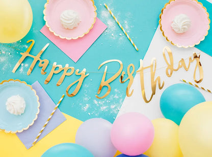 Baner Happy Birthday, złoty, 16.5x62cm (1 op. / 1 szt.)